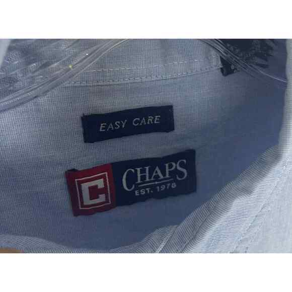 Men's Chaps Ralph Lauren Easy Care Long Sleeve Dress Shirt Blue Button Down M - Picture 3 of 7